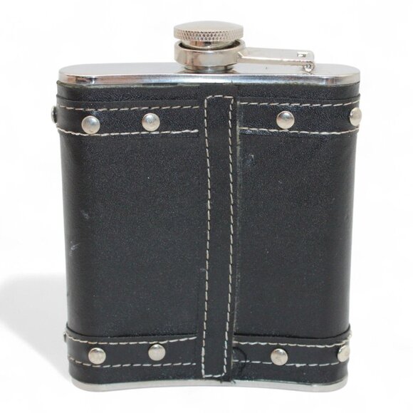 Sons Of Anarchy Black Stainless Steel & Faux Leather Flask With Rivet Design 8 O - Picture 3 of 5